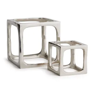 Modern Stainless Steel <b>Cube</b> Sculpture Silver Plated Home Decor Art Piece Casting Technique - Product Image 4