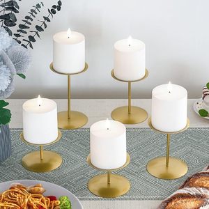 Porte-bougies dorés, candélabres pour bougies piliers, élégant support à bougies en métal, centre de table décoratif, décoration intérieure - Product Image 2