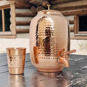 Distributeur d'eau en cuivre pur avec robinet, conteneur à boissons fait main pour hôtels, restaurants, traiteurs, vente en gros - Product Image 3