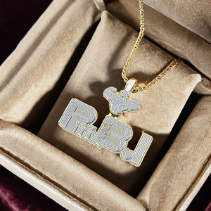 Pendentif personnalisé unisexe en argent 925 plaqué or avec diamant Moissanite, motif Pit Bull dessin animé, fermoir bling-bling, bijoux hip-hop pour rappeur - Product Image 5