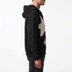 Nouveautés – Sweat-shirt zippé noir personnalisé pour homme avec imprimé étoile blanche, coupe classique, décontracté, en coton tricoté, idéal pour l'automne - Product Image 5