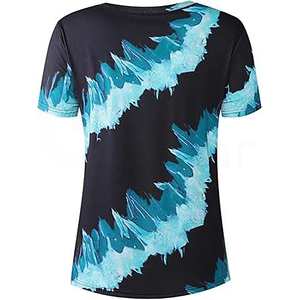 Camiseta de Manga Corta con Cuello Redondo y Estampado de Corazón Azul para Hombre, Corte Regular, Informal, Tejida, Transpirable, de Poliéster - Product Image 2