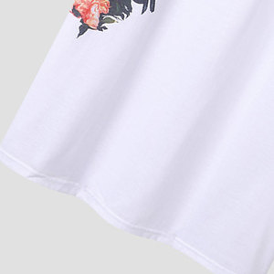 Men's <b>White</b> Floral Print Short Sleeve T-Shirt O-Neck Regular Fit Casual Jersey Cotton Breathable Summer <b>Tee</b> - Product Image 3
