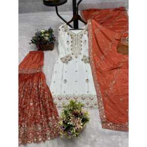 Ensemble de vêtements DHK magnifique de style indien et pakistanais, taille L, pour soirée, composé d'un haut et d'un bas avec dupatta - Product Image 2