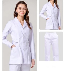 Ensemble de blouses médicales unisexe de haute qualité, couleurs personnalisées, en coton et polyester tissé, uniformes d'hôpital, pantalon de détection d'aiguilles inclus - Product Image 4