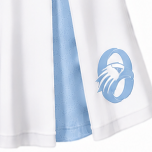 Ensemble d'uniformes de cheerleading sublimés blanc et bleu clair sans manches – Haut et jupe athlétiques pour équipe – Tenue de sport pour entraînement et performance - Product Image 4