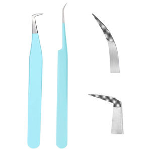 Juego de pinzas para extensión de pestañas, 2 piezas, herramientas profesionales para salón de pestañas, logotipo personalizado, para extensión de pestañas. - Product Image 1