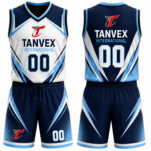 Ensemble de maillots de basket-ball sublimés TANVEX International, col en V, sans manches, séchage rapide, uniforme athlétique unisexe pour adultes, imprimé géométrique - Product Image 4