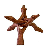 Support trépied Art Déco fait main en bois et métal, motif animalier, écologique, pour coquilles de fumigation et coupelles à cristaux