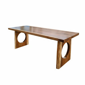 Mesa de Comedor de Lujo de Madera Maciza de Suar, Estilo Moderno de Mediados de Siglo, Base Ovalada con Recortes, para Uso Comercial en Hogares y Restaurantes - Product Image 4