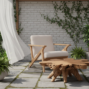 Fauteuil de relaxation d'extérieur en teck massif de qualité supérieure, écologique, durable, moderne, scandinave, vente en gros, Niwara, fauteuil lounge à assise profonde - Product Image 4