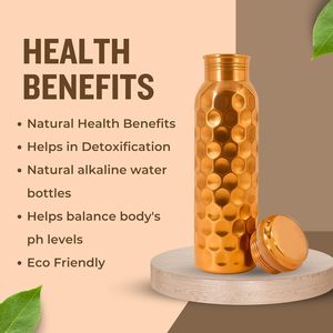 Luxury Hammered Pure <b>Copper</b> <b>Bottle</b> 500ml Traditional Ayurvedic Tamra Jal Water <b>Bottle</b> Leakproof <b>Copper</b> Flask for Home and Travel - Product Image 4