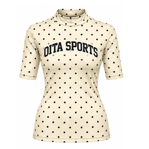เสื้อยืดคอเต่าแขนสั้นลายจุดสำหรับผู้หญิง ทรงเข้ารูป ยืดหยุ่น สวมใส่สบาย พิมพ์ลายแฟชั่น เสื้อผ้าฤดูร้อน ขายส่ง - Product Image 1