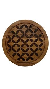 Fabricante de platos y platos de madera de lujo para servir alimentos, Platos y platos elegantes de forma redonda para utensilios de cocina, textura mate de madera de acacia - Product Image 4