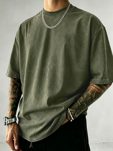 Camisetas de Hombre con Lavado Ácido y Logotipo Personalizado al Por Mayor, 100% Algodón Transpirable, Alta Calidad, Largo Extendido, Servicio OEM - Product Image 6