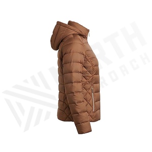 Hooded Quilted Waterproof <b>Bubble</b> Jacket Black Full Sleeve Winter Windproof Cotton Shell Knitted Fabric Polyester Filling Stand - Product Image 3