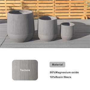 Ensemble de 3 jardinières d'extérieur en faux ciment avec trous de drainage inclus pour l'affichage de fleurs - Product Image 4