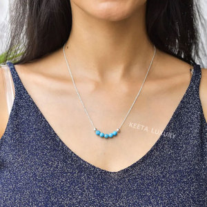 Collier artisanal en turquoise avec perles, chaîne en argent sterling, bijoux délicats, style bohème minimaliste - Product Image 2