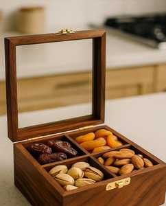 Caja de Madera Sólida Hecha a Mano con Tapa, Diseño Moderno y Lujoso para Almacenamiento de Frutos Secos, 1 Nivel, para Servir Dátiles a Granel - Product Image 2