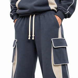 Ensemble 2 pièces de survêtement tactique personnalisé pour hommes, avec cagoule en coton, masque facial intégré, fermeture éclair et coupe ample - Product Image 4