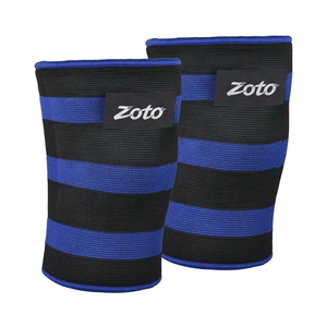 Genouillères de compression en tricot élastique à rayures rouges avec logo personnalisé pour la musculation et le soutien articulaire – Vente en gros - Product Image 2