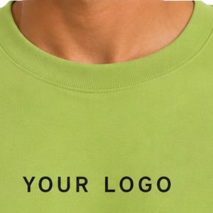 T-shirt vert oversize pour homme, impression de logo personnalisé, coton lourd, streetwear, col rond, manches courtes, coupe décontractée, tee-shirt d'été OEM - Product Image 6