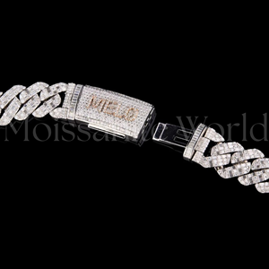 Chaîne cubaine en moissanite de fabrication indienne, collier de bijoux hip-hop serti de pierres pour hommes, disponible au prix direct usine - Product Image 2