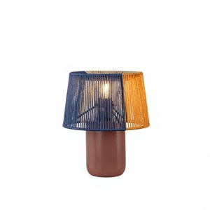 Dual Colour Farmhouse Rattan Shade Table Lamp | E27 Lamp | Designer Bedside <b>Decorative</b> <b>Light</b> for Living Room - Product Image 1