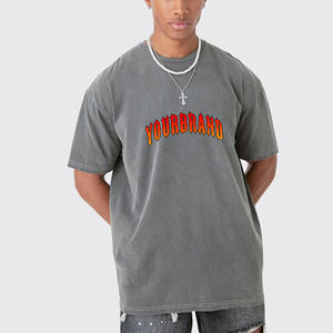 Camiseta Hip Hop Oversize para Hombre, 100% Algodón, Cuello Redondo, Hombros Caídos, Color Sólido, Transpirable, de Secado Rápido, Personalizable al por Mayor - Product Image 1