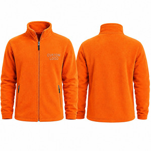 Chaqueta de Forro Polar Naranja para Hombre, Cierre Completo, Cuello Alto, Bordado Frontal con Logotipo Personalizado, Ropa Casual de Invierno, Forro 100% Poliéster con Interior de Algodón - Product Image 3