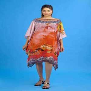 Women Printed Kaftan Dress Loose Fit Beach Wear Summer Tunic Short Dress | Boho Style Casual Resort Wear | India Export Quality - Product Image 1