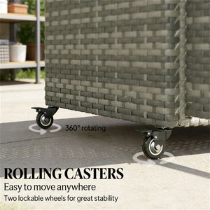 Carrello da Servizio per Bar da Esterno in Rattan con Ripiano Portaoggetti per Patio o Uso Commerciale - Product Image 2