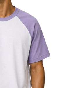 Custom <b>White</b> And Lavender Purple Raglan T Shirt For Men Short Sleeve Crew Neck Cotton <b>Tee</b> Custom Casual Color Block Streetwear - Product Image 4