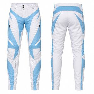 Wholesale Custom <b>Black</b> Leather Motorcycle Pants for <b>Men</b> Slim Fit Pleated Bottom Waterproof Windproof Breathable UV Protection - Product Image 1