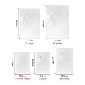 Paquete de 15 Bolsas de Almacenamiento al Vacío, Bolsas Selladas Ahorradoras de Espacio con Cierre Hermético, Compresión, Tamaños Jumbo, Grande, Mediano, Pequeño, Rollo XL - Product Image 6