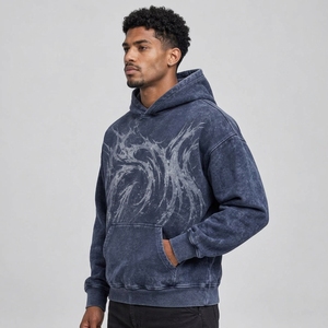 Sweat-shirts imprimés effet délavé pour hommes modernes, avec des motifs graphiques artistiques, en tissu polaire doux, coupe décontractée et style streetwear tendance. - Product Image 3
