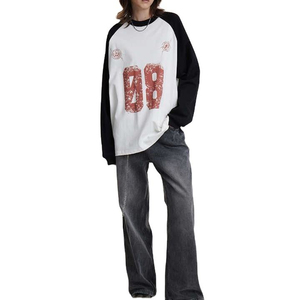 T-shirt à manches longues pour femme, coupe ample, 100% coton, imprimé, double couche de polaire respirante, hiver - Product Image 5
