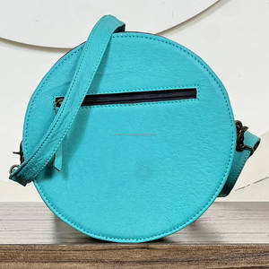 Sac à main rond élégant en cuir véritable embossé à la main motif cerise vintage avec fermeture éclair, sac bandoulière motif cerise - Product Image 5