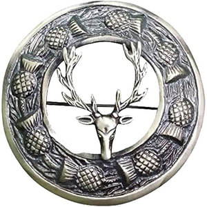 Broche écossaise traditionnelle décorative tête de cerf, motif écossais antique des Highlands, pour tenue kilt, meilleure vente 2026 - Product Image 2