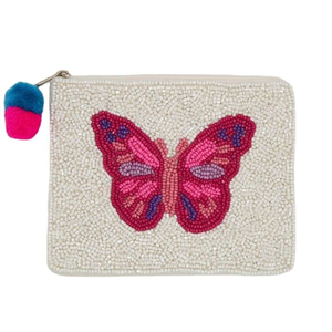 Beaded Embroidery Coin Pouch Mini Zipper Party Gift Coin <b>Purse</b> for Women Girls <b>Pink</b> Colours Promotional Tote Bags - Product Image 1