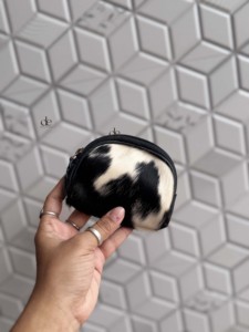 Porte-monnaie élégant en cuir de vachette véritable, pochette demi-lune en cuir de style western, pochette à monnaie unisexe - Product Image 2