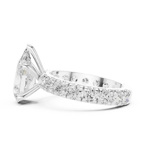 Anillo de Compromiso con Diamante Cultivado en Laboratorio de Corte Pera de 3 Quilates, Oro Sólido de 18K, Banda Eterna con Gran Acento, VVS E-F, Certificado IGI, Anillo Fino - Product Image 2