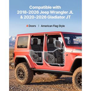 Cubierta de lona frontal y trasera con diseño de bandera para Jeep Wrangler JL 2018-2026 y Gladiator JT 2020-2026 (puertas tubulares) - Product Image 2
