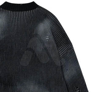Pull en maille délavé pour homme, style décontracté, coupe oversize, mode urbaine, OEM ODM, streetwear de luxe, 100% coton respirant - Product Image 6