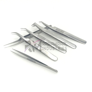 Pince à cils RMI tendance, recourbée, en acier inoxydable, à pointe lisse, avec clip doré, pour greffe de cils, beauté - Product Image 4