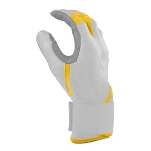 Guantes de Bateo Blancos y Amarillos Acolchados con Cierre de Tirón Unisex para Adultos, Entrenamiento, Ambidiestros - Product Image 2