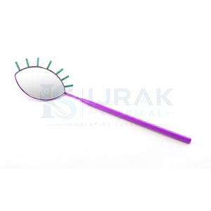 Miroir de poche violet avec branches vertes, cadre en acier inoxydable, finition argentée, grossissement 3X, instrument médical - Product Image 1