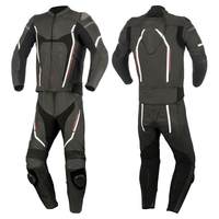 Traje de Motociclismo de Manga Larga para Hombre, Color Negro y Gris, Resistente al Viento, para Todas las Estaciones, Kit para Adultos