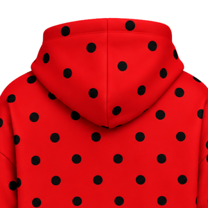 <b>Red</b> Black Polka Dot Women Pullover <b>Hoodie</b> Fleece Hooded Sweatshirt Casual Loose Fit Long Sleeve Kangaroo Pocket Streetwear - Product Image 4