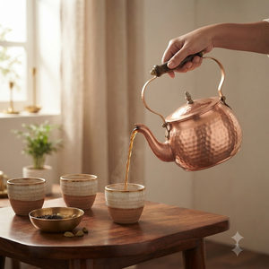 Handcrafted Hammered Copper Tea <b>Kettle</b> with Wooden Handle Lid <b>Vintage</b> Stovetop Teapot Water Boiler Traditional Kitchenware - Product Image 3